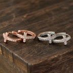 Elegant Dual-Color Cross Huggie Hoops: Timeless Beauty of Faith VIP