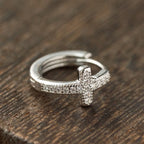 Elegant Dual-Color Cross Huggie Hoops: Timeless Beauty of Faith