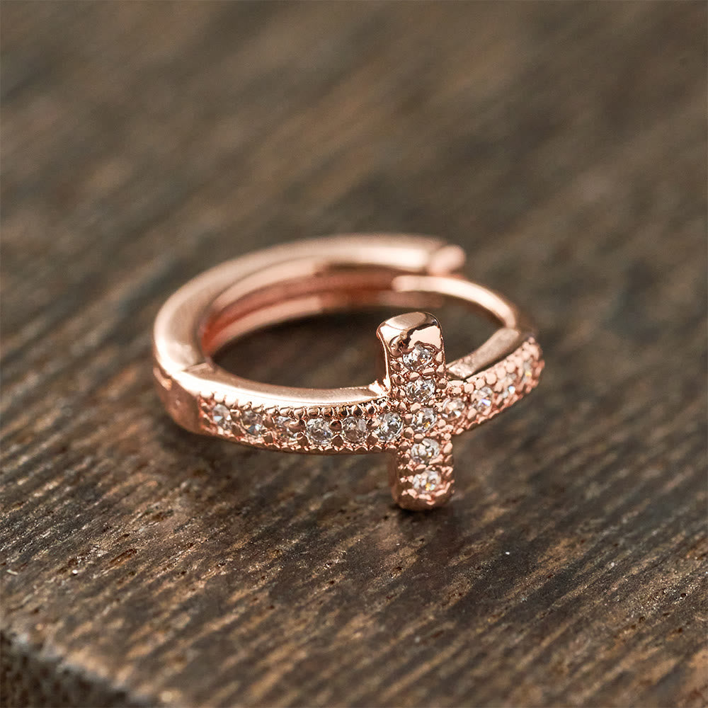 Elegant Dual-Color Cross Huggie Hoops: Timeless Beauty of Faith VIP