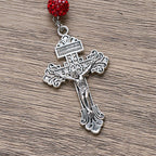 Miraculous Medal & Crucifix of 10 mm Round Silver Gems Necklace