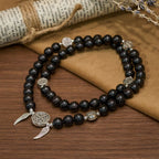 St. Benedict & Miraculous Medal Wooden Bead Dual Guardian Bracelet