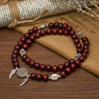 St. Benedict & Miraculous Medal Wooden Bead Dual Guardian Bracelet