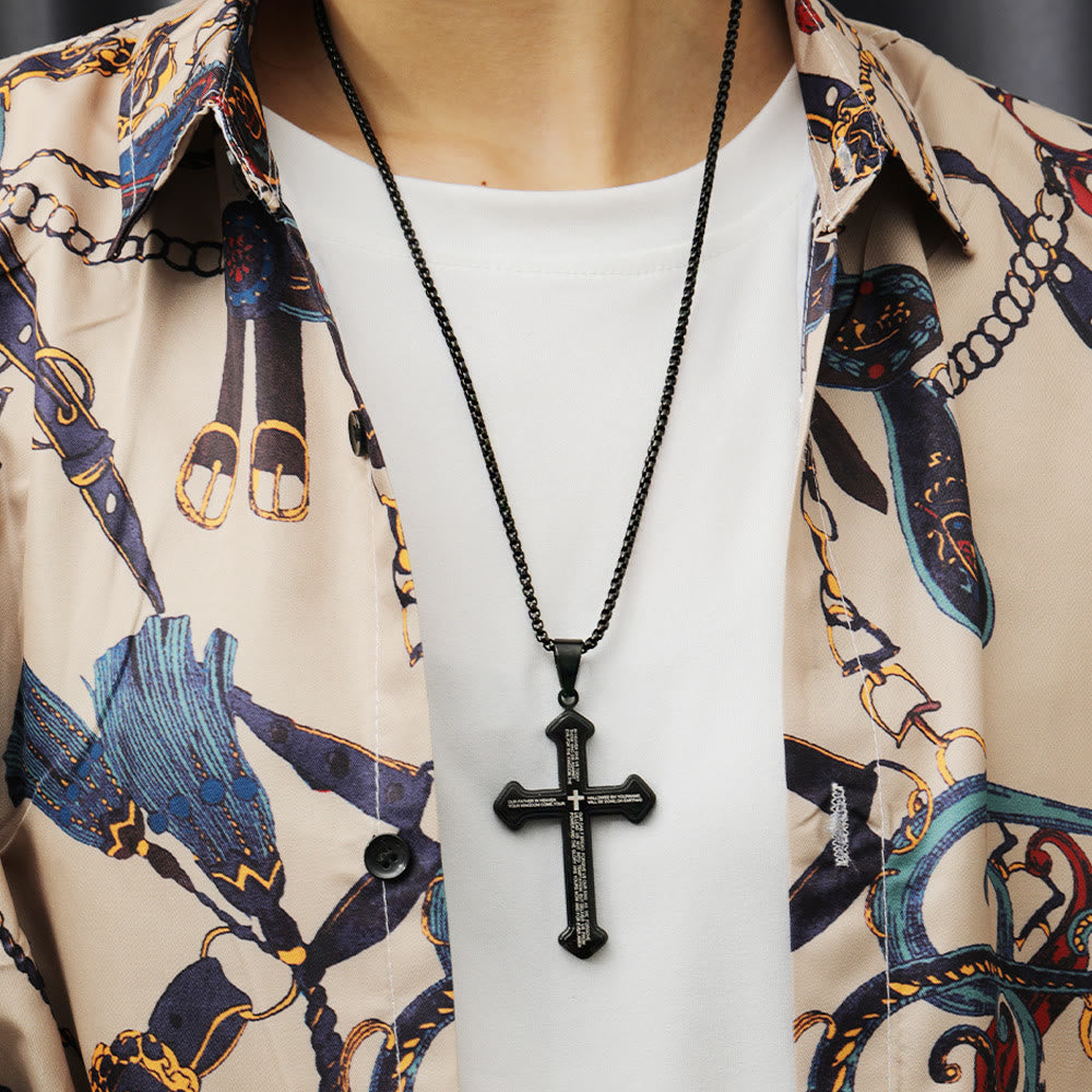 4-Colored Multi-Layered Scripture Cross Necklace: His Word for Daily Wear