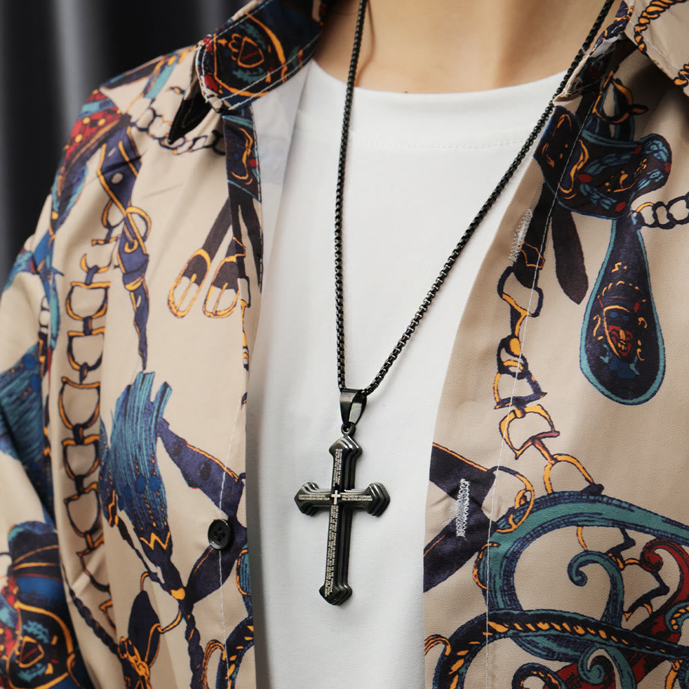 4-Colored Multi-Layered Scripture Cross Necklace: His Word for Daily Wear