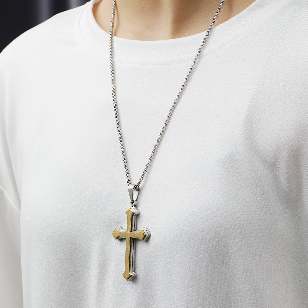 4-Colored Multi-Layered Scripture Cross Necklace: His Word for Daily Wear