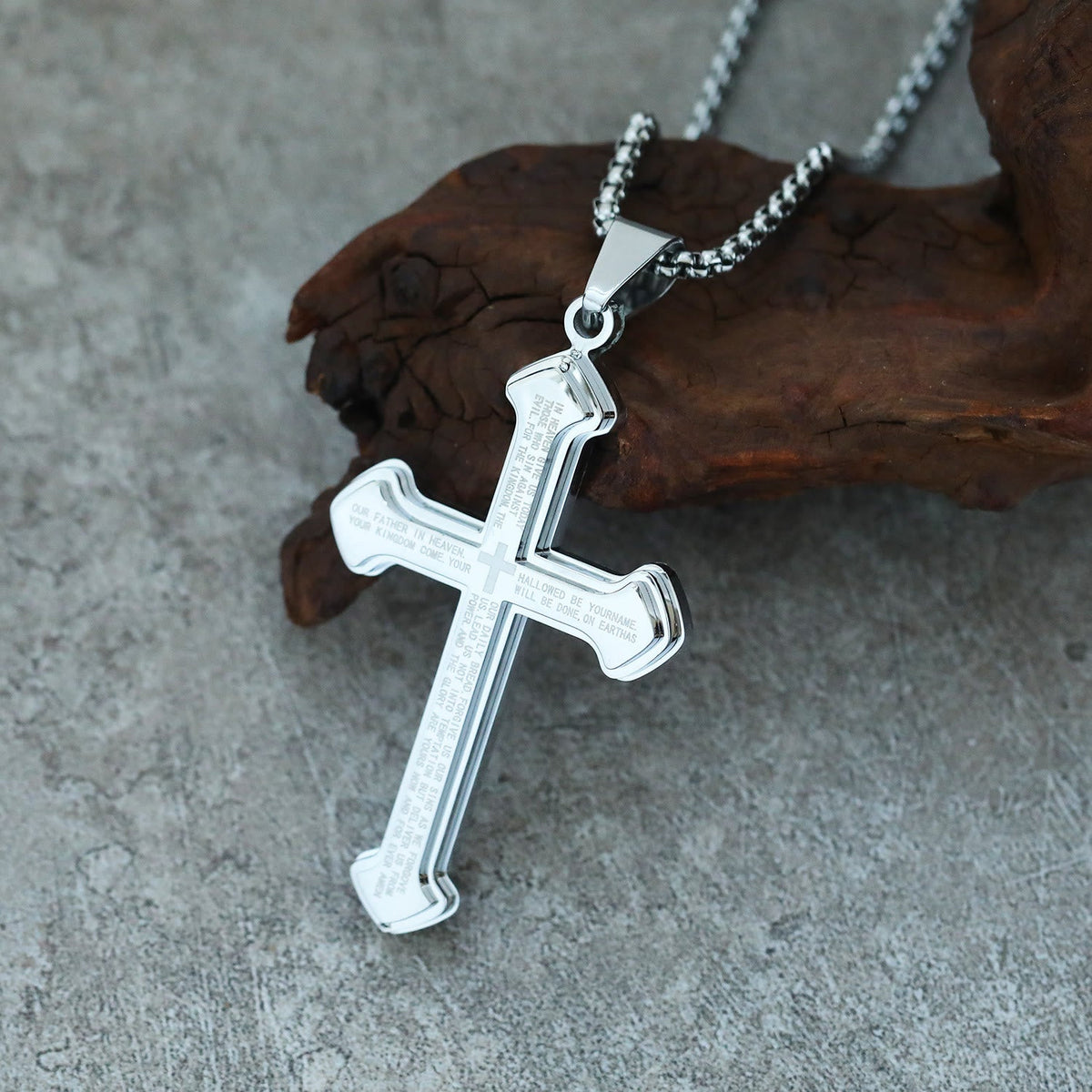 4-Colored Multi-Layered Scripture Cross Necklace: His Word for Daily Wear