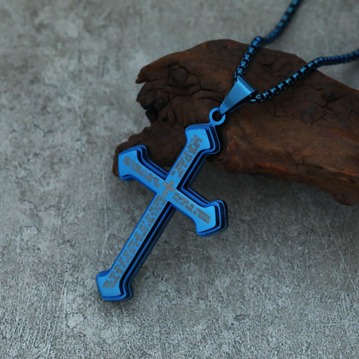 4-Colored Multi-Layered Scripture Cross Necklace: His Word for Daily Wear