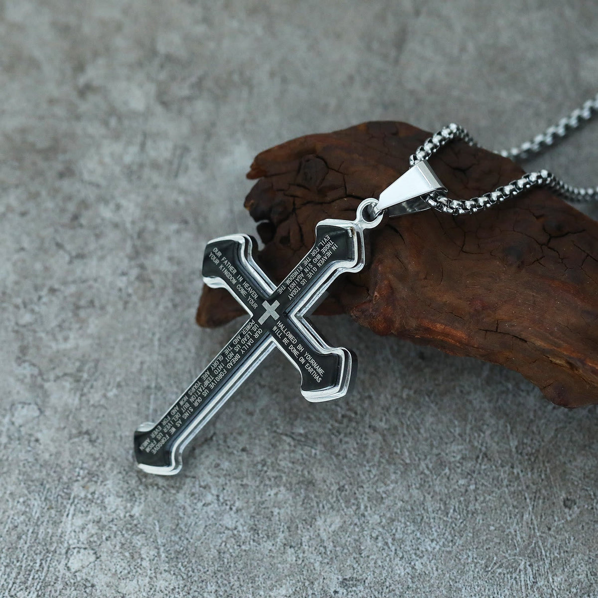 4-Colored Multi-Layered Scripture Cross Necklace: His Word for Daily Wear