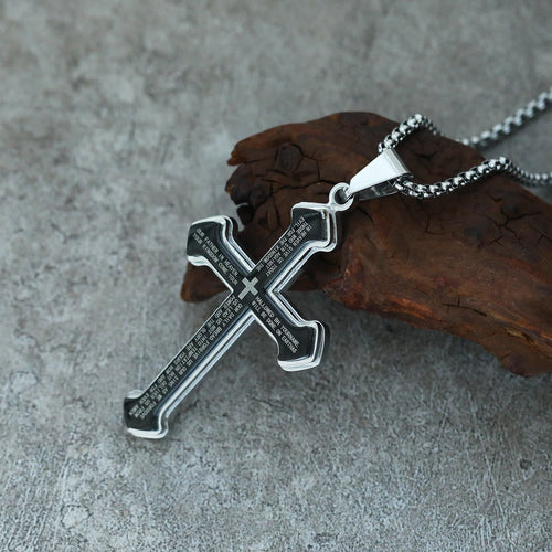 4-Colored Multi-Layered Scripture Cross Necklace: His Word for Daily Wear