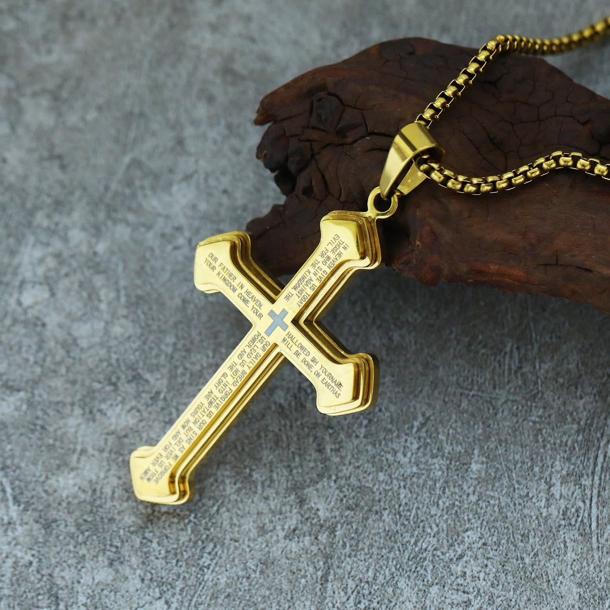4-Colored Multi-Layered Scripture Cross Necklace: His Word for Daily Wear