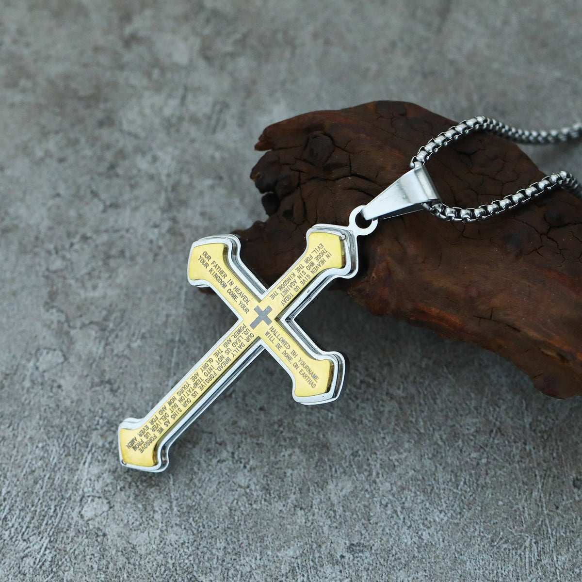 4-Colored Multi-Layered Scripture Cross Necklace: His Word for Daily Wear