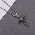 Nested Ring Cross Polished Metal Necklace: Remind of His Enduring Hold
