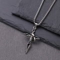 Nested Ring Cross Polished Metal Necklace: Remind of His Enduring Hold