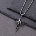 Nested Ring Cross Polished Metal Necklace: Remind of His Enduring Hold