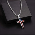 Metal Cross Necklace with American Flag Motif: Carry Faith and Honor Close to The Heart