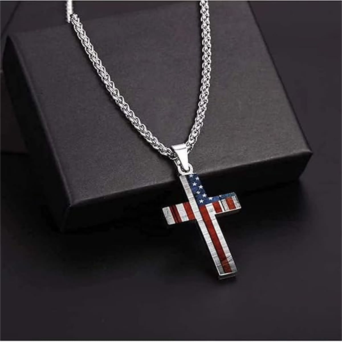 Metal Cross Necklace with American Flag Motif: Carry Faith and Honor Close to The Heart