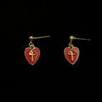 Matching Heart & Cross Charm Necklace & Earrings: Embody His Tender Love