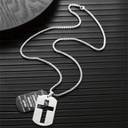 Polished Metal Cross Cutout & Engraved Verse Necklace: Carry His Promise Close Daily