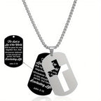 Polished Metal Cross Cutout & Engraved Verse Necklace: Carry His Promise Close Daily