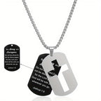 Polished Metal Cross Cutout & Engraved Verse Necklace: Carry His Promise Close Daily