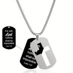 Polished Metal Cross Cutout & Engraved Verse Necklace: Carry His Promise Close Daily