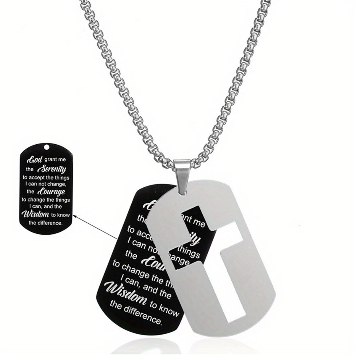 Polished Metal Cross Cutout & Engraved Verse Necklace: Carry His Promise Close Daily