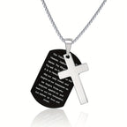 Polished Metal Cross Cutout & Engraved Verse Necklace: Carry His Promise Close Daily