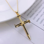 Nail-Inspired Cross Necklace with Cubic Zirconia: Hold His Grace Close