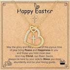 Intertwined Heart Cross Necklace with Card: Embody His Easter Joy & Grace