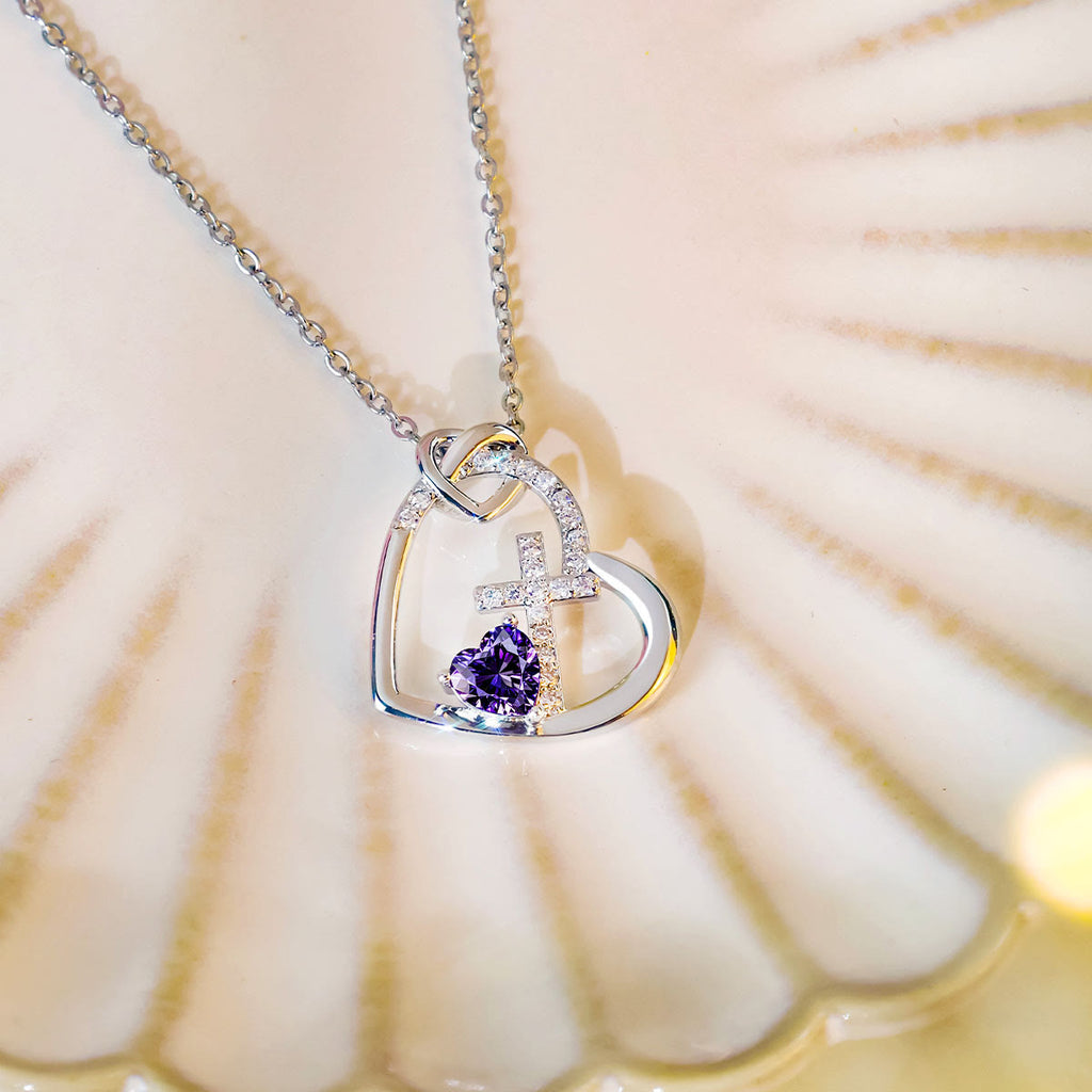 Sacred Heart Cross Necklace with Colored Accent: A Daily Link to His Love