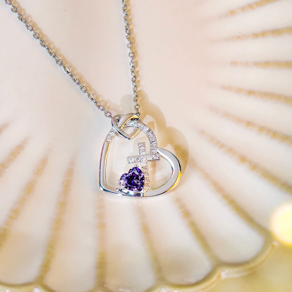 Sacred Heart Cross Necklace with Colored Accent: A Daily Link to His Love