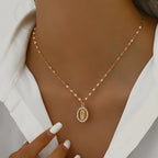 Oval Our Lady Necklace with Encircled Cubic Zirconia: Embody Her Tender Grace
