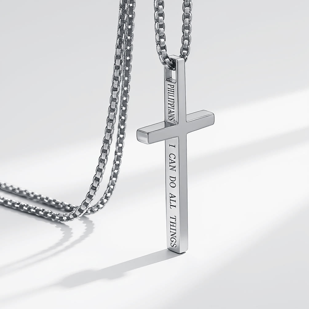 Silver cross necklace I Can Do All Things