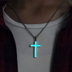 Luminous Cross Necklace & Beaded Bracelet Set: Remind of His Quiet Light