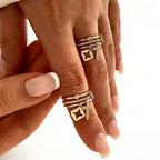 Shimmering Cross Charm Layered Band Ring: Remind of His Quiet Peace
