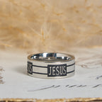 Bold JESUS Lettering Metal Ring: Carry His Grace in Daily Wear