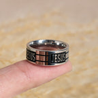 Bold JESUS Lettering Metal Ring: Carry His Grace in Daily Wear