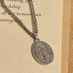 Sparkling Our Lady Oval Medallion Pendant Necklace: Embody Her Tender Intercession