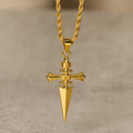 Cross-Dagger Fusion Shape Pendant Necklace: Embody His Courageous Protection