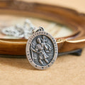 St. Christopher Protect Us Oval Medallion Necklace: Embody His Traveler’s Protection