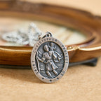 St. Christopher Protect Us Oval Medallion Necklace: Embody His Traveler’s Protection