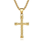 Twisted Texture Cross Pendant Necklace: Embody His Enduring Strength
