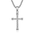 Twisted Texture Cross Pendant Necklace: Embody His Enduring Strength
