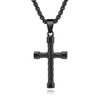 Twisted Texture Cross Pendant Necklace: Embody His Enduring Strength