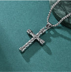 Twisted Texture Cross Pendant Necklace: Embody His Enduring Strength