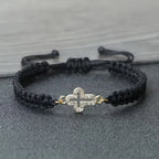 Woven Cord Cross with Shimmering Cross Bracelet: Ground Your Faith in His Enduring Presence