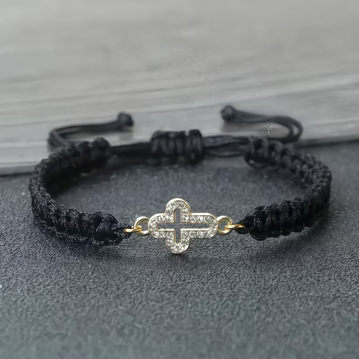 Woven Cord Cross with Shimmering Cross Bracelet: Ground Your Faith in His Enduring Presence