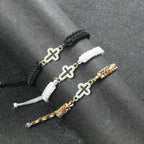 Woven Cord Cross with Shimmering Cross Bracelet: Ground Your Faith in His Enduring Presence