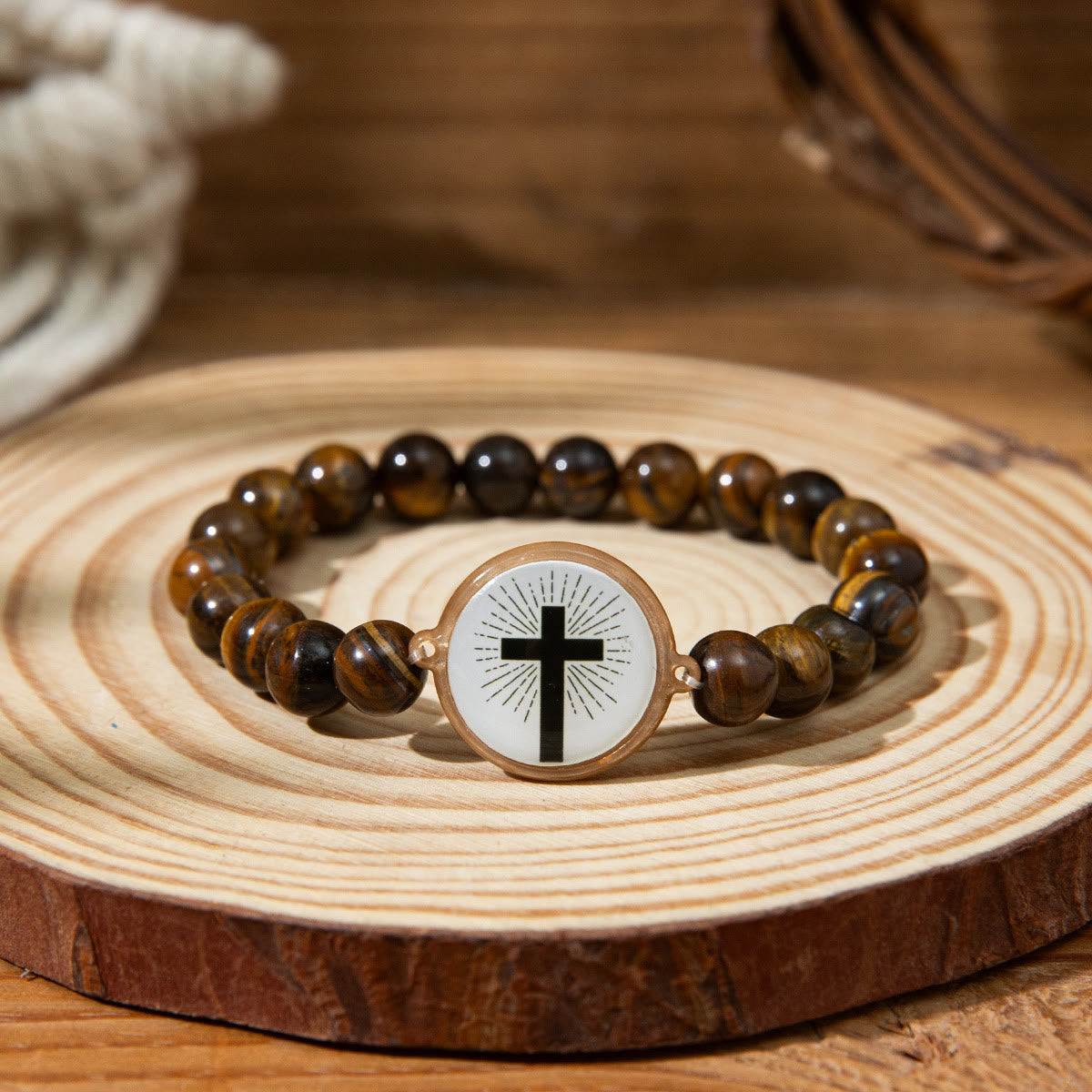 NFC-Enabled Natural Stone Bible Verse Bracelet: Tap to Receive Daily Jesus’ Word