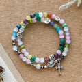 Multi-Color Cat’s Eye Bead Bracelet(Necklace for Kids) with I Love Jesus & Archangel Medals